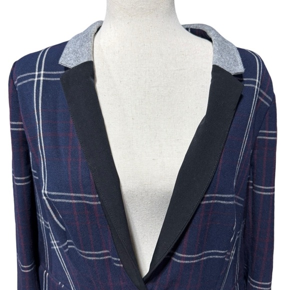 Lane Bryant Plaid Navy Notch Collar Blazer Sz. 14 Career Corporate Academia - Picture 3 of 9